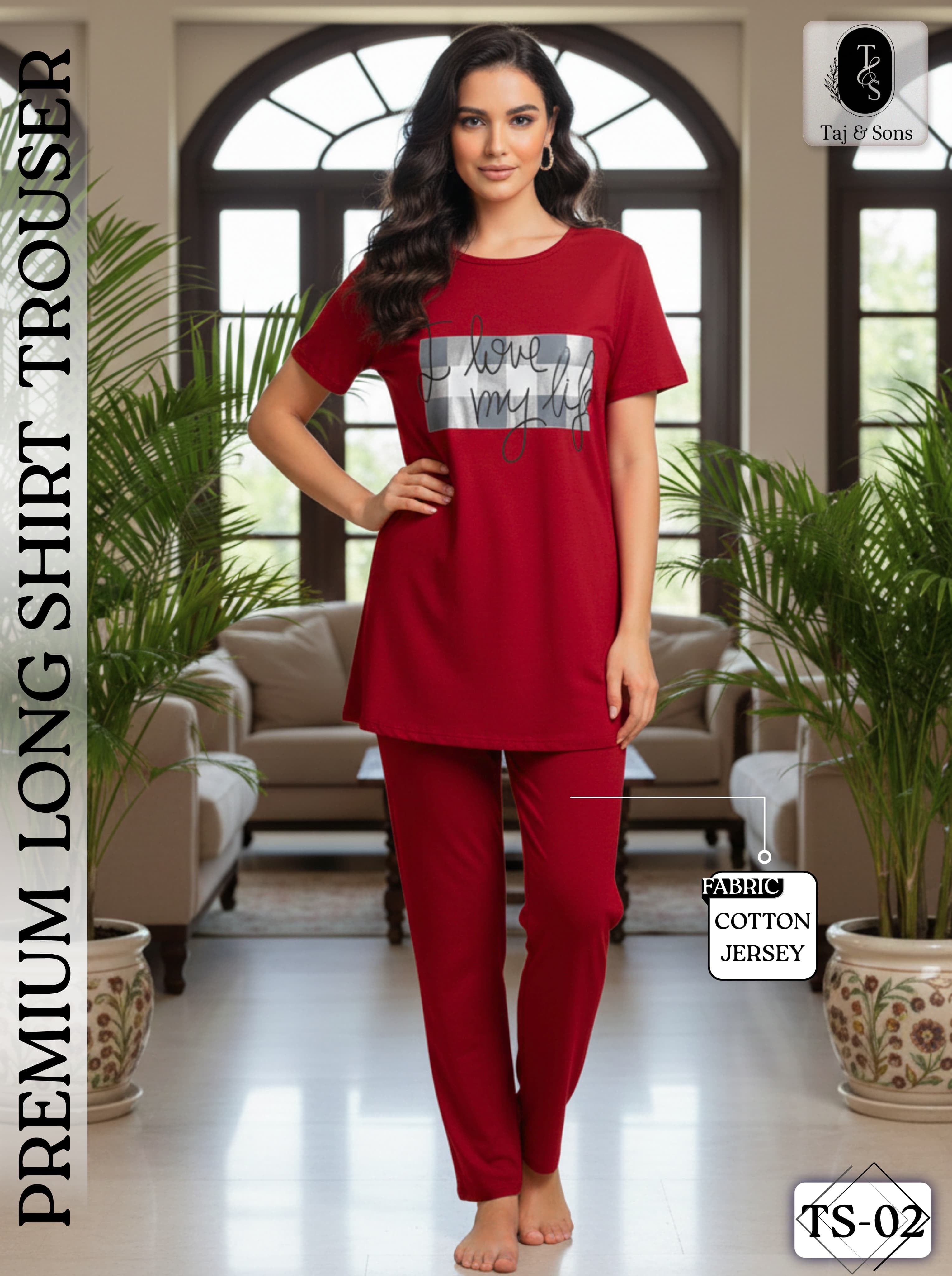 Premium  Cotton Jersey Night Suit for Women