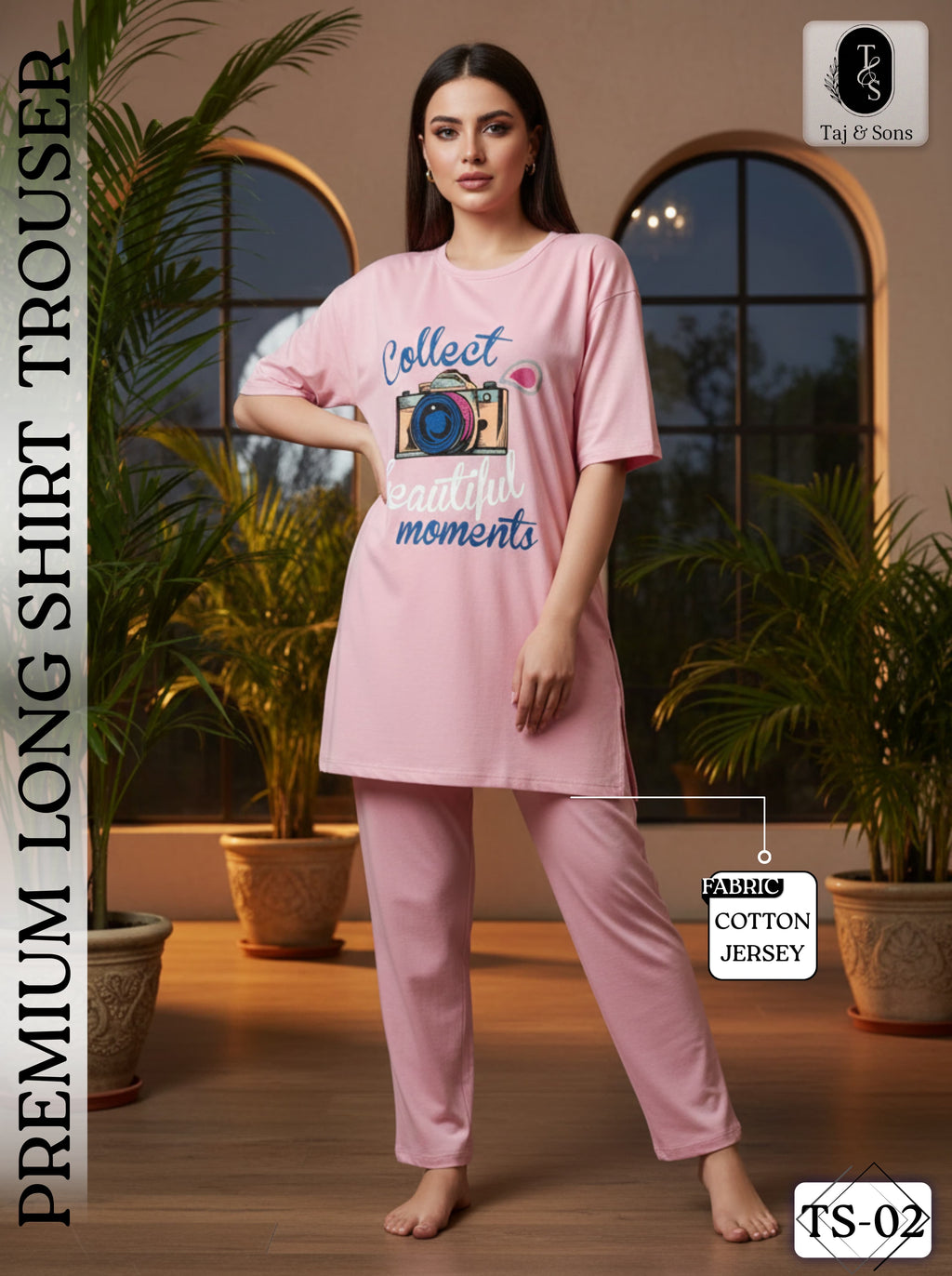 Premium Cotton Jersey Printed Night Suit for Women