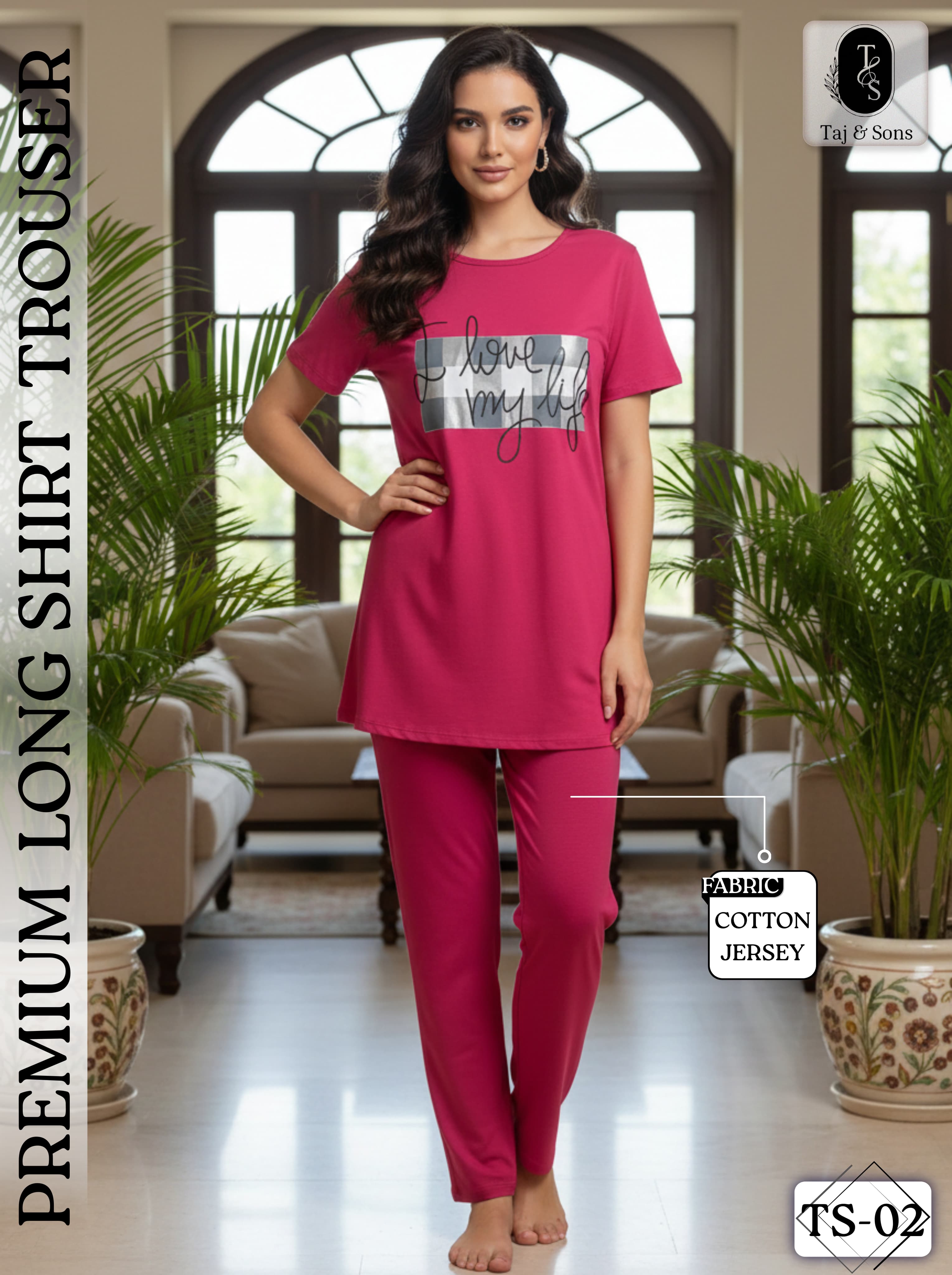 Premium  Cotton Jersey Night Suit for Women