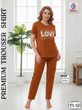 Love Print Cotton Jersey Night Suit - Premium Women's Sleepwear Set