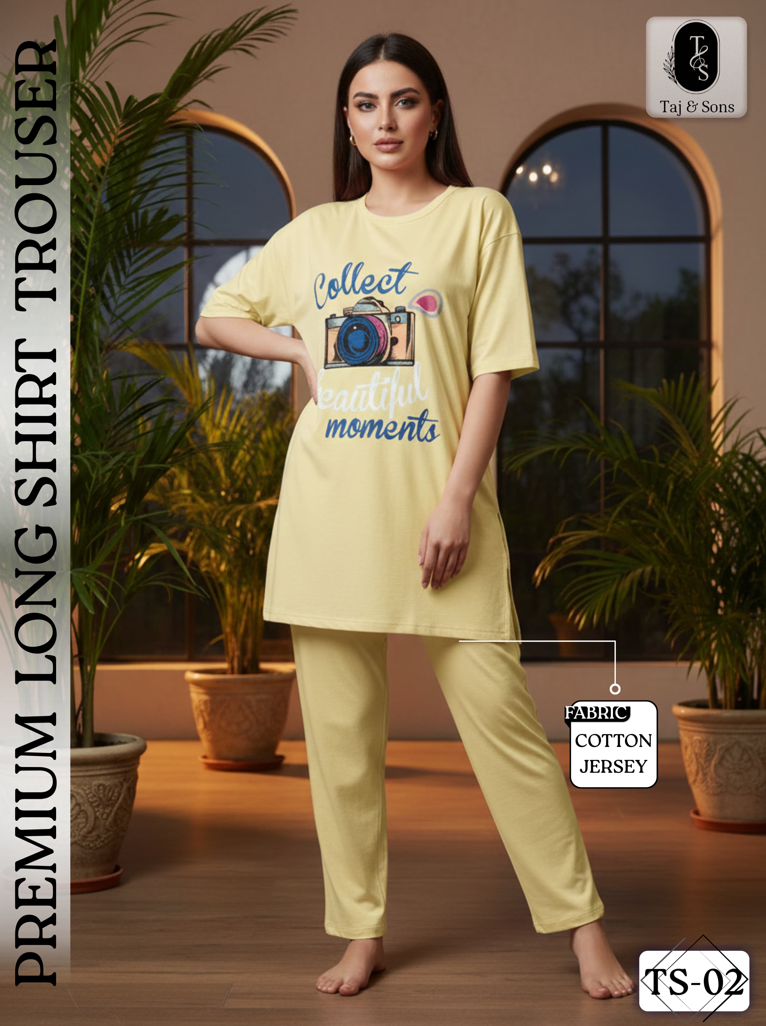 Premium Cotton Jersey Printed Night Suit for Women