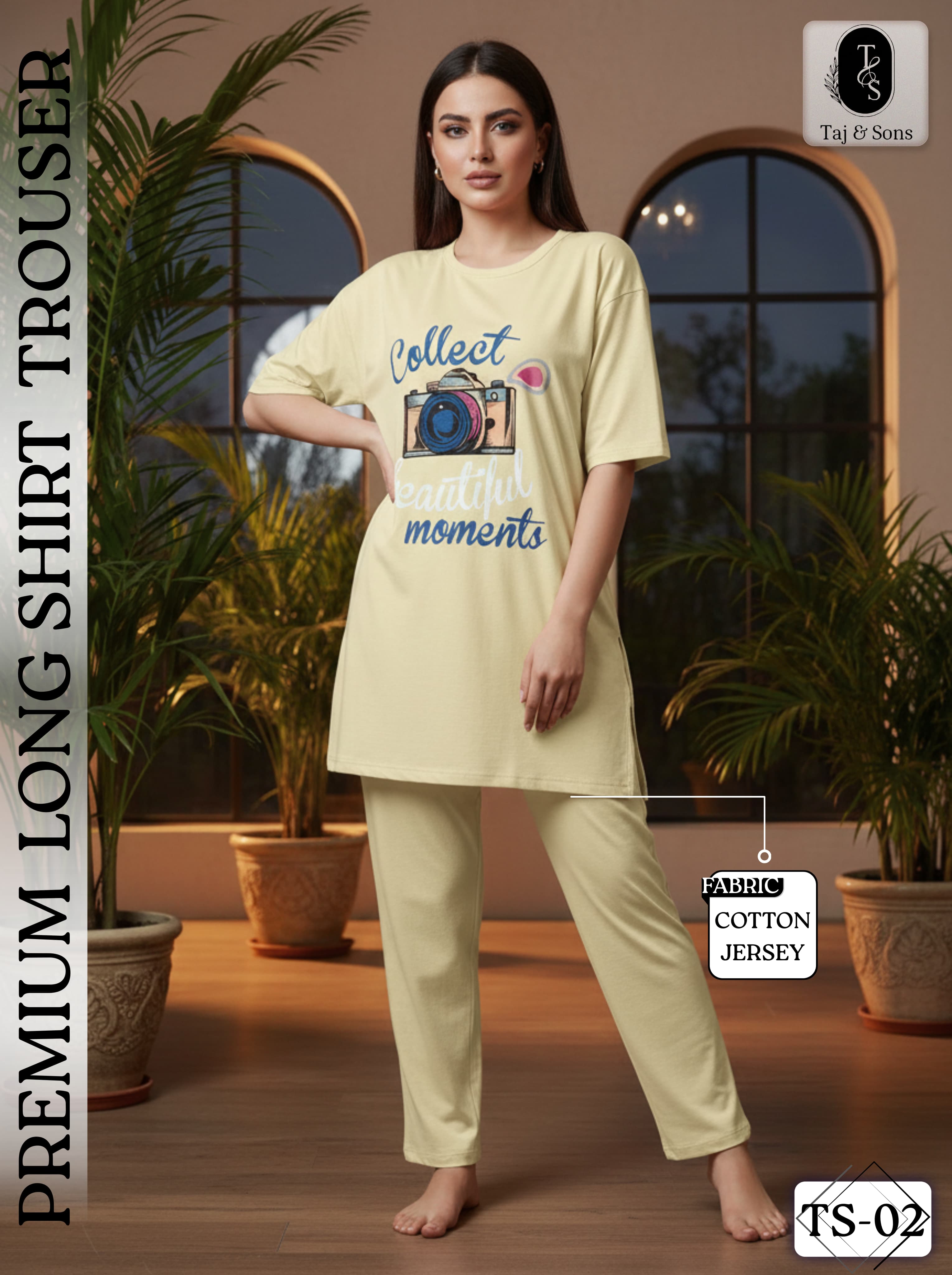 Premium Cotton Jersey Printed Night Suit for Women